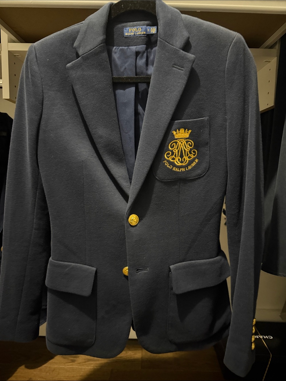 Polo by Ralph Lauren Navy Blazer with Gold Crest Patch